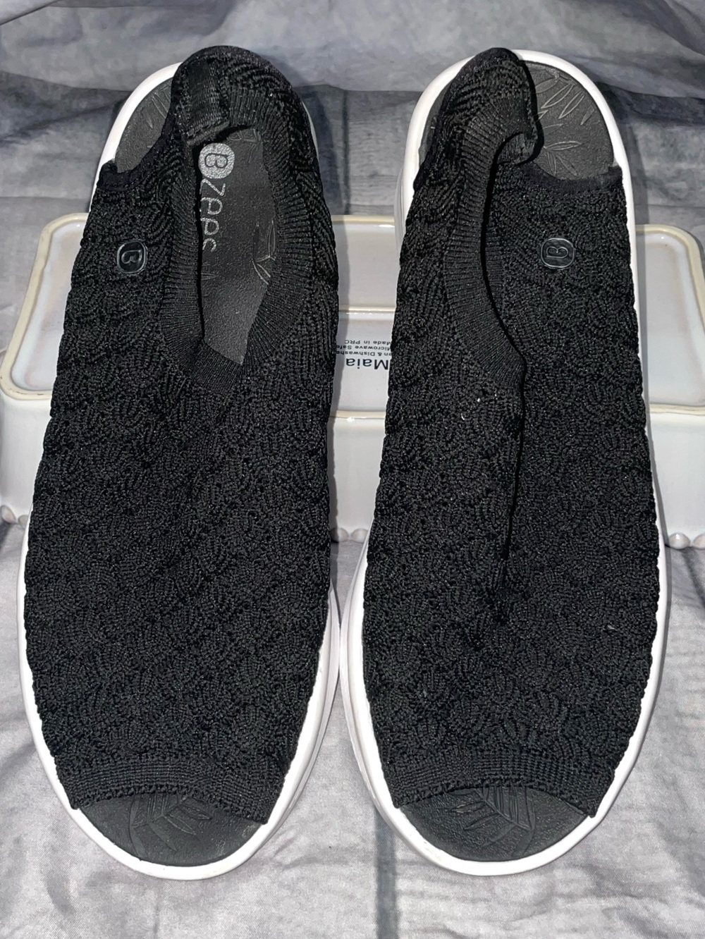Bzees Black Knit Slip-On Sandals